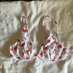 White and Red Floral Bikini
